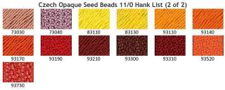 Czech Opaque Seed Beads 11/0 Hank List (2 of 2)  
