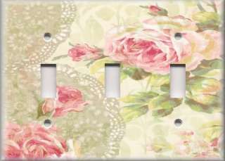   Plate Cover   Floral   Shabby Pink Roses With Lace Background  