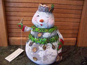 Home Interiors 2 piece SNOWMAN Candle Jar Cover NWT  