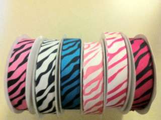 Multi color Zebra grosgrain ribbon 25 yd bolt, your choice colors Each 
