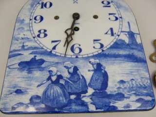 Delft Porcelain 8 Day Wall Clock Germany Dutch Holland Windmills 