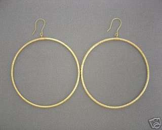 14K Yellow Gold Dangling Hoop Earrings 2 3/8 Inch GH51  