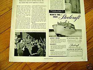 1949 Steelcraft Boat Ad 26 Two Stateroom Sedan  