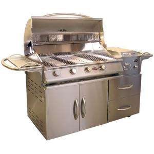  Cart Deluxe 60,000BTU 4 Burner Stainless Steel Gas Barbecue Grill Cart