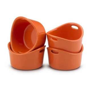 Rachael Ray Bubble & Brown 10 Oz. Round Bakers in Orange (Set of 4 