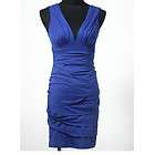 New Blue Mini Ruched Sleeveless Evening Cocktail Party Dress US Size 