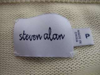 Steven Alan Off White Black Stripe Sleeve Pull Over Sweater P  