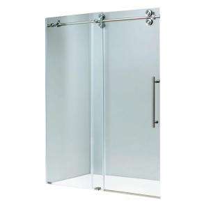   in. x 66 in. Frameless Tub Door with Stainless Steel and Clear Glass