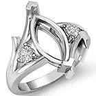 Diamond Ring Marquise 3Stone Setting Platinum s7.5 Engagement 