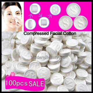 100 PCS Lady DIY Natural Skin Care Compressed Facial Face Mask Cotton 