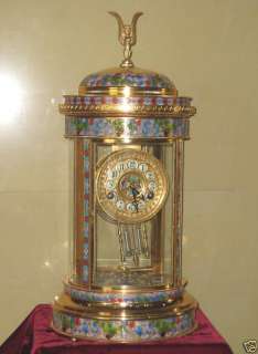   French Royal Style Fine CLOISONNE MANTLE CLOCK/ Pendulum  