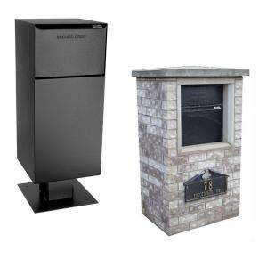DVault Mailboxes Centralized Delivery Vault With Pedestal   Black 