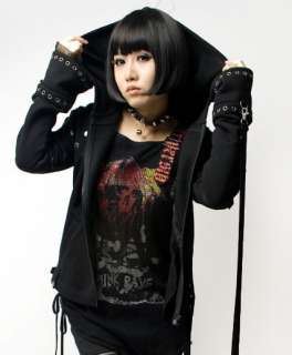 visual kei punk rock fashion t shirt top gothic lolita black jacket 