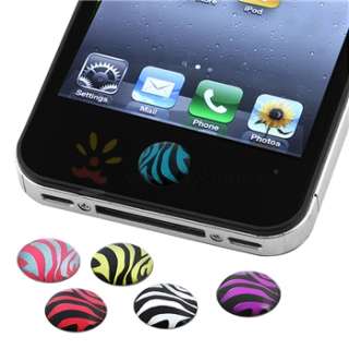   Leopard Cover Case+6x Zebra Home Button Sticker for iPod Touch 4 G 4th