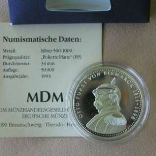 Münze Medaille Silber OTTO FÜRST VON BISMARCK   125 JAHRE DEUTSCH in 