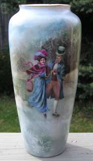   Hand Painted Vase ~ICE SKATERS~ Signed K.EICHLEAY~ c1900 NoRes  