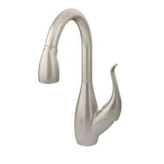 Symmons Moscato Single Handle Pull Out Sprayer Kitchen Faucet in Satin 
