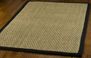 Hand woven Natural/ Black Seagrass Carpet Area Rug 6 Square  
