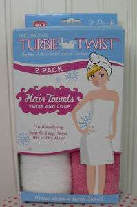 AUTHENTIC TURBIE TWIST HAIR WRAP TOWELS PINK & WHITE  