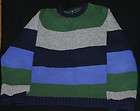   Wool Blend Sweater Size Medium Navy/Gray/Green/Blue Stripes EUC