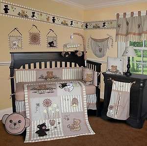 Custom Baby Bedding   Bear and Bee 15 PCS Crib Set  