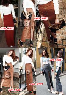 L65 Women high waist retro front zipper Straight long skirt  