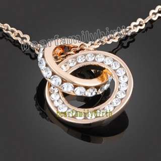 18K gold Gp Swarovski Crystal two circles necklace 627  