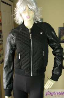 GUESS Jesse Quilted Black Logo Varsity Jacket NWT  