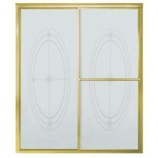   Deluxe 59 3/8 in.x 70 in. Framed Bypass Shower Door in Polished Brass