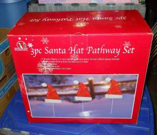 Seasonal Visions Santa Hat Pathway Light Set 3 Piece Christmas Yard 