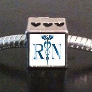 RN Registered Nurse Photo European Bead Cube Charm  