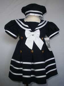   Girl & Toddler Easter Formal Nautical Sailor Dress 2T,3T,4T Navy Blue