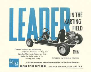 Vintage & Very Rare 1960 Bug Engineering Go Kart Ad  