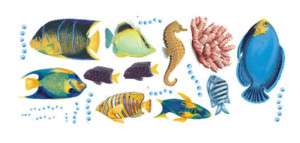 Tatouage Tropical Fish (9),Seahorse, Coral, Bubbles  