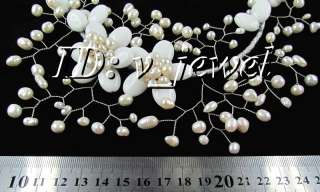 White agate pearl flower necklace/earring set VJ  