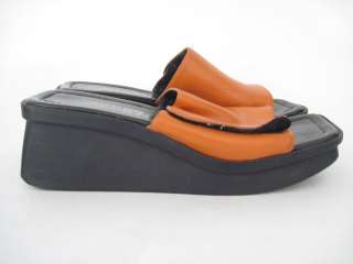 BRUNO VALENTI Burnt Orange Leather Slides Shoes Sz 11  