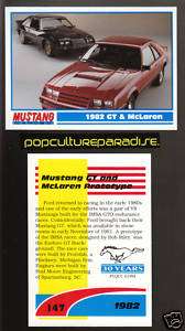 1982 FORD MUSTANG GT & McLAREN PROTO 1994 TRADING CARD  
