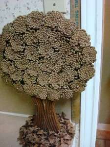 Handmade FLT Pine Cone Artsy Tree Craft Wooden Pine Cone Tree Art 