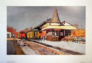 NEW HOPE RR STATION   by artist RANULPH BYE signed and numbered print 