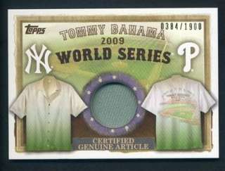   Topps Tommy Bahama 2009 World Series Jersey Shirt Relic ~ Dealer Promo