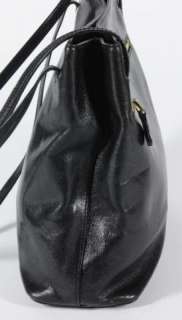 Monsac Black Leather Tote Handbag Shoulder Bag Gold Hardware  