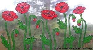 BEAS STAINED GLASS EFFECT POPPY WINDOW CLINGS DECALS~  