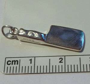 Sterling Silver Meat Cleaver Kitchen Knife Charm  