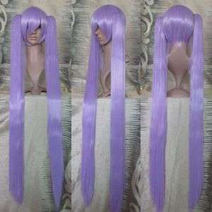 Womens Long Light Purple Ponytail Hair Cosplay Party Wig  