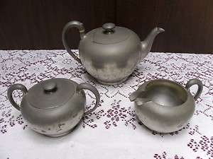 Wilcox Pewter Tea Pot Sugar & Creamer Set P2  