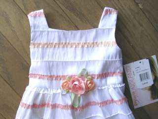 Toddler Girls Party Dress White Pink Lace Youngland Size 2T 4T Satin 