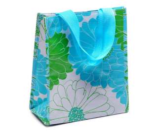 HOT STUFF INSULATED LUNCH TOTE Blue Green Gerber Daisy  