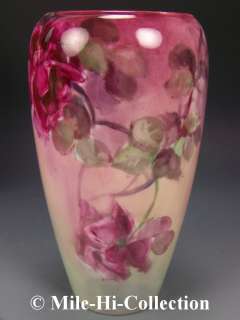 1906 Artist M.Beett   American Belleek Hand Painted Roses Vase  