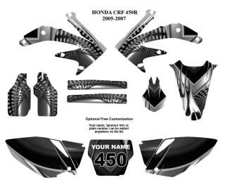 Honda CRF 450R 2005   2007 Motocross Bike Graphic Decal Kit #7777METAL 