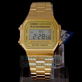 CASIO A168 Illuminator Gold Digital Retro Watch NEW  
